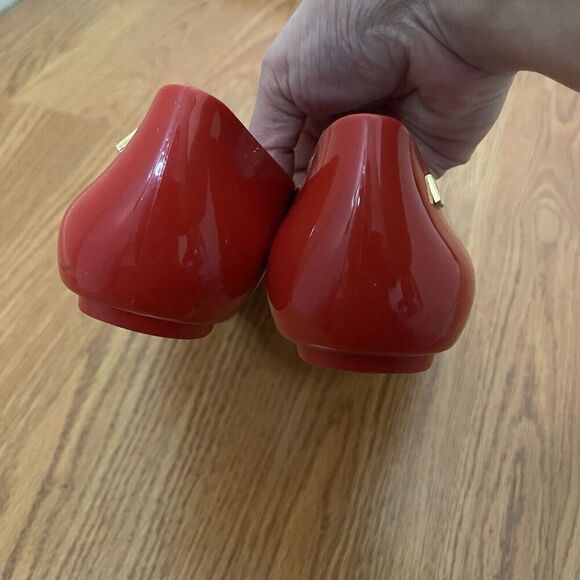 Melissa Red gold heart jelly Valentine space love slip on rubber flats size US 8 - Picture 6 of 8